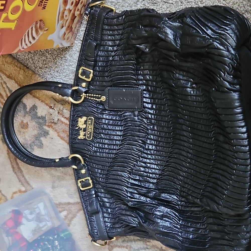 Coach Black Gathered Texture Bag Purse Missing Crossbody Strap F1182-18643